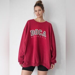 Vintage 90s BOCA Authentic Crewneck Sweatshirt Pink Oversized Made in Canada XL